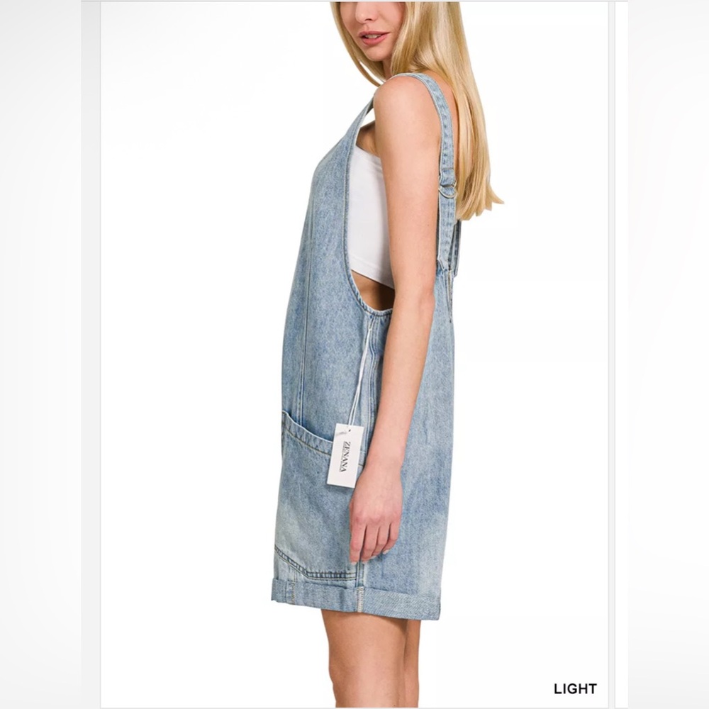 Zenana Light Denim Cottagecore Women's Overalls - Picture 3 of 5
